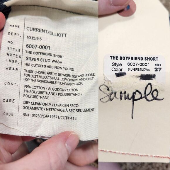 Current/Elliot The Boyfriend Short Silver Stud Wash No. 6007.-0001 Size 27 NWT - Picture 11 of 16